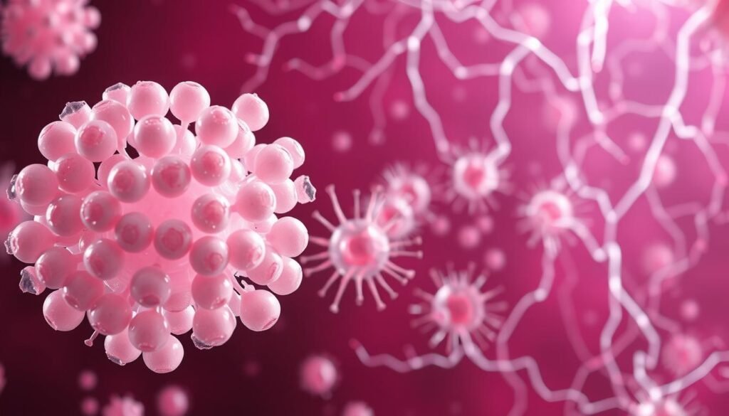 A microscopic view of the regeneration process of white blood cells. In the foreground, a cluster of mature white blood cells undergoing a cellular metamorphosis, their nuclei fragmenting and cytoplasm dissolving. In the middle ground, newly formed, youthful white blood cells emerge, their cellular structures vibrant and energized. The background features a network of capillaries and plasma, the lifeblood that nourishes and sustains this vital cellular renewal. Crisp, high-contrast lighting illuminates the delicate, intricate details of this essential biological cycle. Rendered with a scientific, yet ethereal aesthetic that conveys the elegance and importance of white blood cell regeneration.