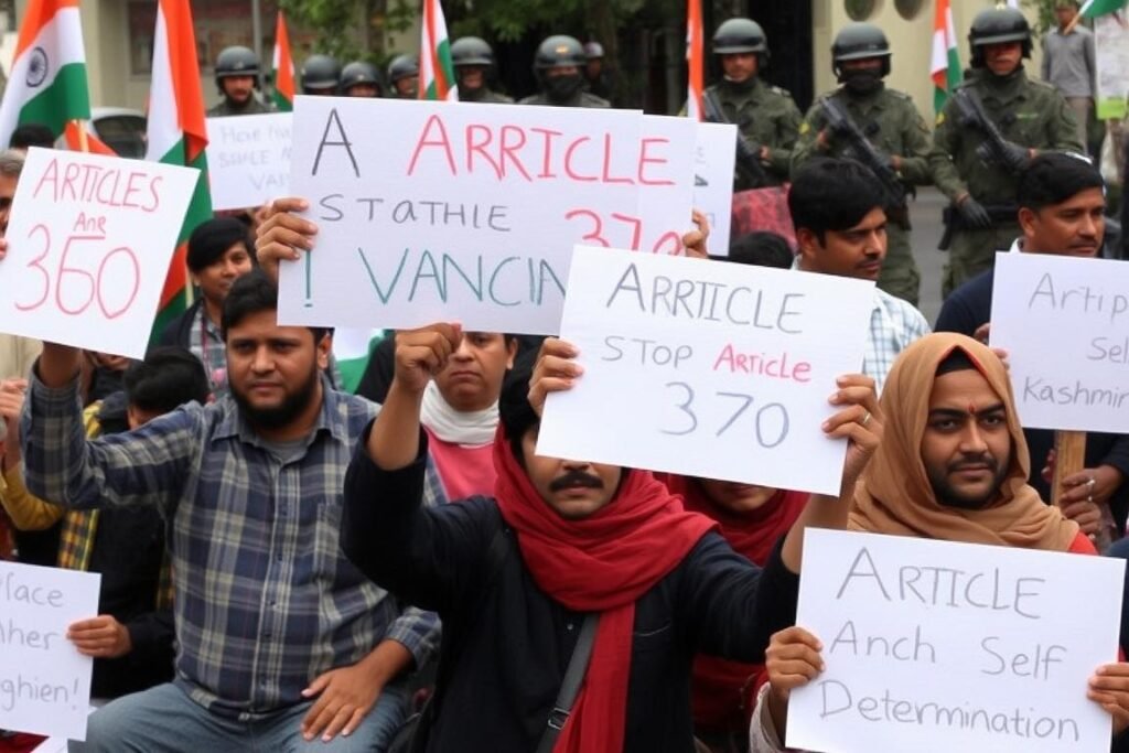 Demonstrasi warga Kashmir menentang perubahan status wilayah, bagian dari politik perbatasan India-Pakistan Demonstrasi warga Kashmir menentang perubahan status wilayah, bagian dari politik perbatasan India-Pakistan