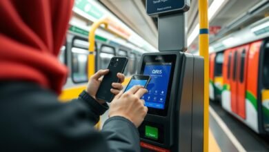 Ilustrasi penggunaan QRIS Tap untuk pembayaran di transportasi publik