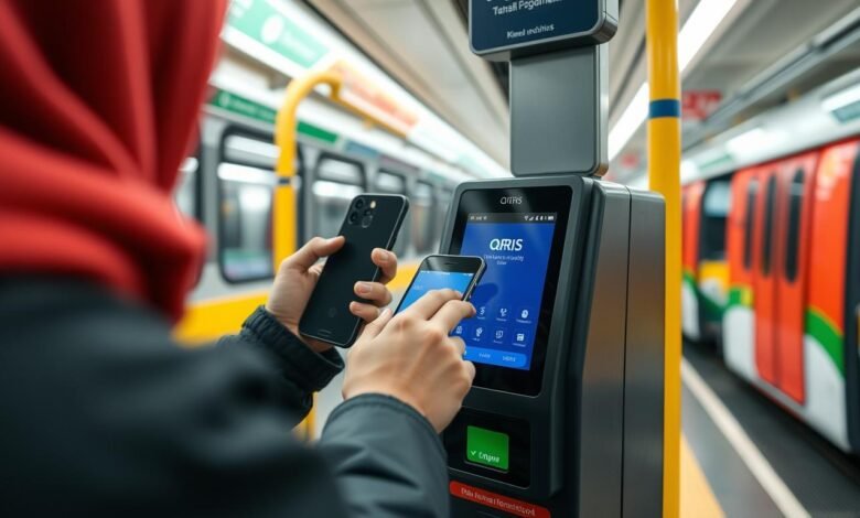 Ilustrasi penggunaan QRIS Tap untuk pembayaran di transportasi publik