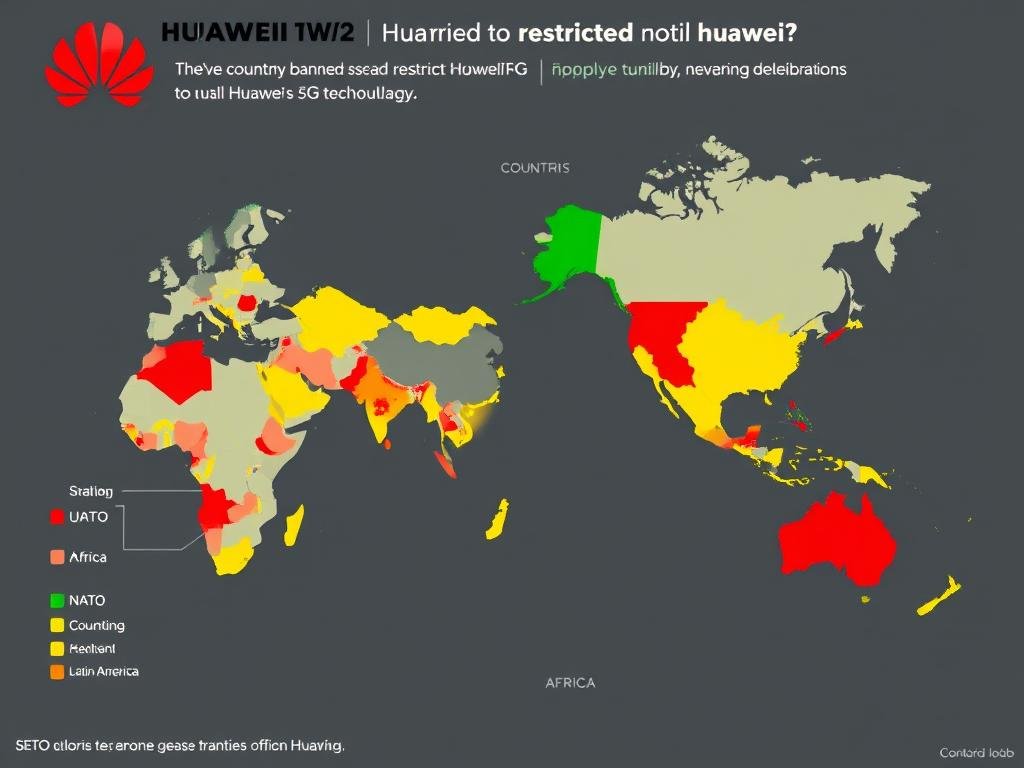 Map showing countries that have restricted or allowed Huawei 5G infrastructure