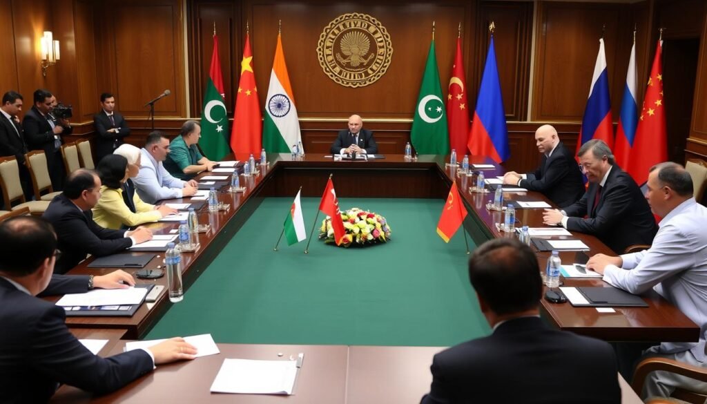 Pertemuan dialog multilateral SCO yang membahas politik perbatasan India-Pakistan Pertemuan dialog multilateral SCO yang membahas politik perbatasan India-Pakistan