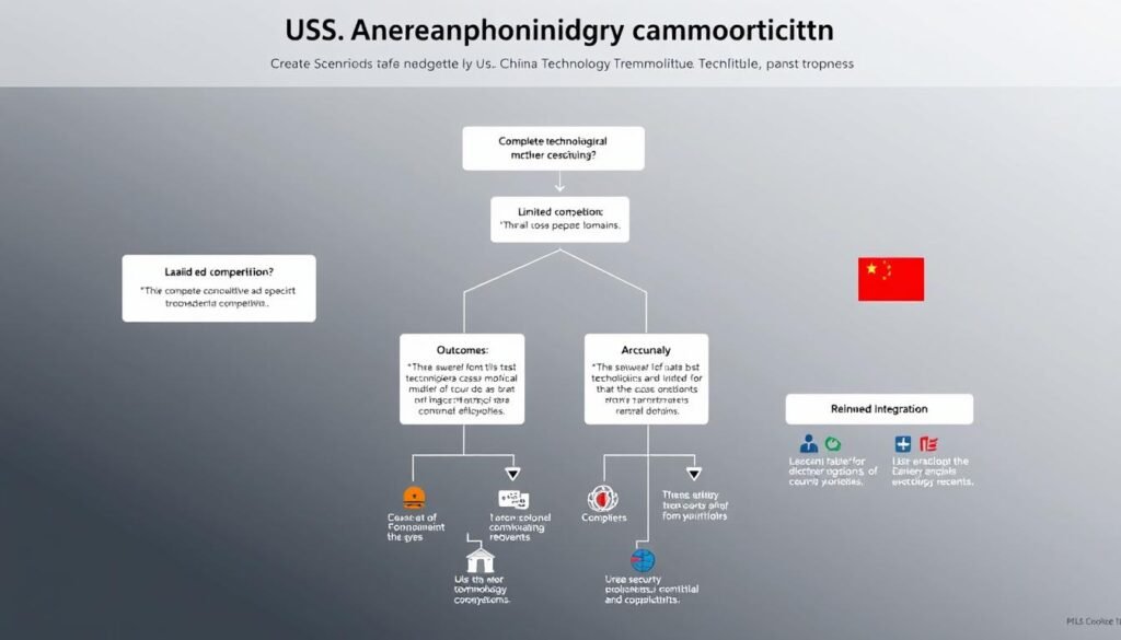 Visual representation of potential future scenarios in US-China technology competition